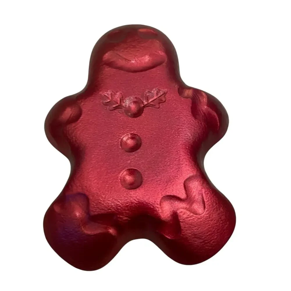 Akcam CHRISTMAS Gingerbread Man Glass Appetizer Plates Holiday Red Set of 4 New
